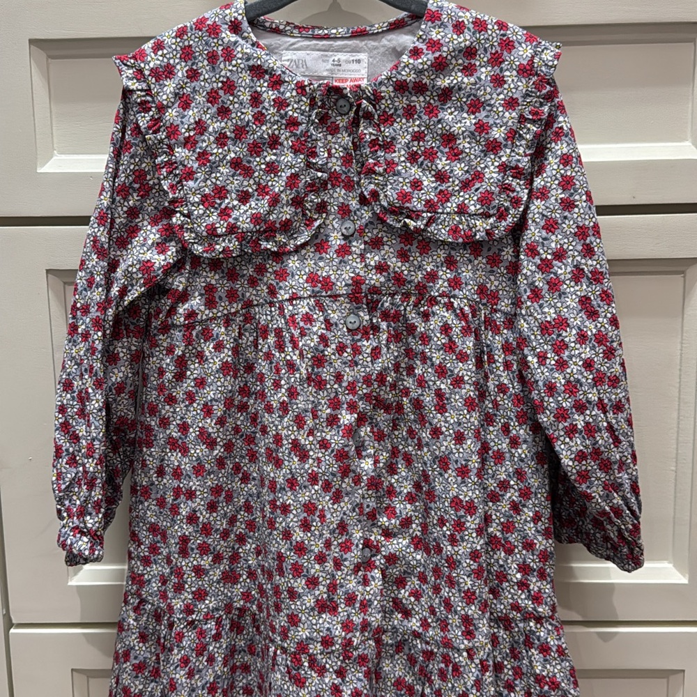 Zara Red and White Floral Dress